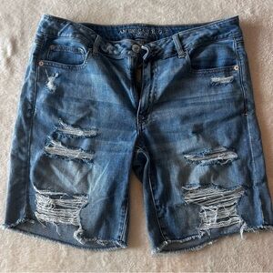 American Eagle Outfitters Women’s Distressed Blue Denim Shorts